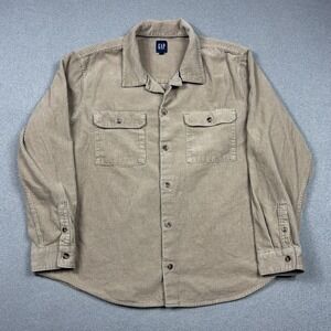 Gap Cordoury‎ Long Sleeve Button Up Shirt Mens 2XL Beige Brown